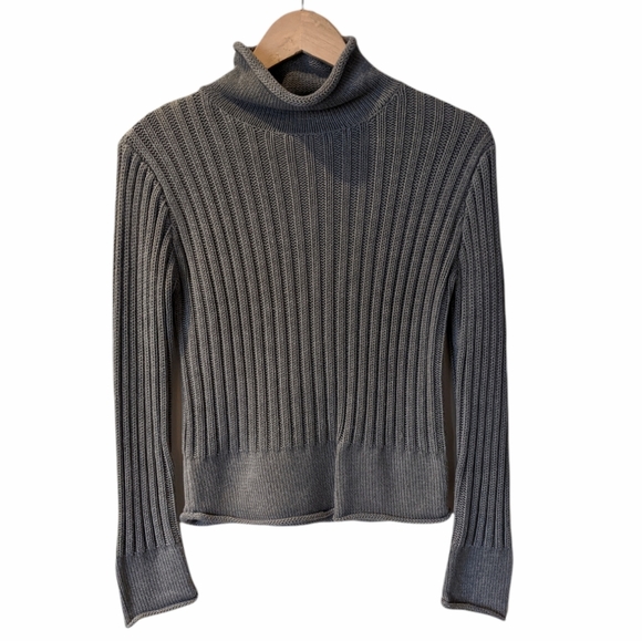 Vintage Sweaters - Vintage 90s Gray Chunky Knit Turtleneck Size Medium